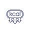 kcal, kilocalorie reducing icon, line vector