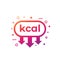 kcal, kilocalorie reducing icon, vector art