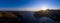 Kea Tzia island, Cyclades, Greece. Panorama of Otzias bay at sunrise