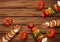 Kebab Barbecue on Wooden Background