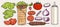 Kebab ingredients set stickers colorful