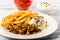 Kebab plate with french fries