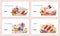 Kebab street food web banner or landing page set. Chef cooking delicious