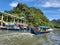 Kedah, Malaysia - 12 OCTOBER 2021 : River cruise activity in Kilim river jetty to observe landscape of Kilim Karst Geoforest Park.