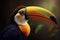 Keeled toucan, Keel-billed Toucan, Ramphastos Sulfuratus, big-beaked bird close-up - Generative AI