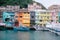 Keelung, Taiwan - October 10 2023 View of colorful Zhengbin Fishing Port in Keelung, woman traveler visiting in Taiwan.