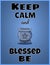 Keep calm and blessed be. Wiccan poster design with magic cauldron with pentagram