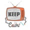 Keep calm - old tv with glitch screen, vector illustration