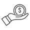Keep care money transfer icon, outline style
