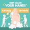 Keep Clean Your Hands Corona Covid-19 Safety Campaign Doodle Illustration