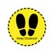 Keep distance footprint sign yellow icon design