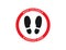 Keep distance sign. Foot icon. Warning icon. Epidemic prevention illustration. Safety distance. Isolated quarantine alert.