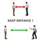 Keep distance - symbolic representation as a information sign with white background