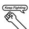 Keep fighting icon isolated on white background