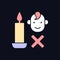 Keep kids away from candles RGB color manual label icon for dark theme