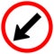 Keep Left by The Arrow Red Circle Traffic Road Sign,Vector Illustration, Isolate On White Background Label. EPS10