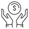 Keep money hands icon, outline style