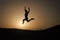 Keep moving. Silhouette man motion jump in front of sunset sky background. Daily motivation. Healthy lifestyle personal