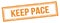 KEEP PACE text on orange grungy vintage stamp