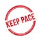 KEEP PACE text written on red grungy round stamp