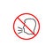 Keep quiet line icon, no speak prohibition sign