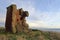 The Keep of the Red Castle at Lunan Bay in Angus, its walls beginning to tilt towards the Sea