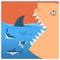 Keep sharks.Vector symbol poster