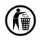 Keep your city clean, sign and symbol, black and white illustration