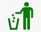 Keep your city clean, sign and symbol, man throwing garbage in dustbin