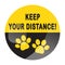 Keep your distance round floor marking for queue shoe prints as dog paw footprint