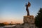 Keeper of the plains at sunset in Wichita Kansas