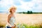 Keeping fit and feeling great. Cute young woman riding a bicycle in the countryside.