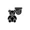 Keeping kids safely with security camera black glyph icon
