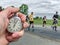 Keeping time for runners in marathon race