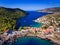 Kefalonia Assos Asos Village in Greece aerial photography from