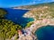 Kefalonia Assos Village aerial view panorama