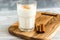 Kefir with cinnamon in a glass