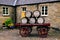 KEITH, UNITED KINGDOM - SEPTEMBER 6 2013: Wooden whisky barrels on an old cart in Strathisla distillery, Keith, United Kingdom