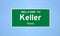 Keller, Texas city limit sign. Town sign from the USA.