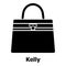 Kelly bag icon, simple black style