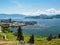 Kelowna, British Columbia, Canada, on the Okanagan lake, city view from mountain overlook