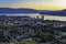 Kelowna British Columbia and Okanagan Lake from Knox Mountain at sunset