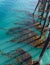 Kelp clings to the pier structure