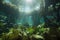 kelp forest underwater garden with schools of fish, octopus and other marine creatures