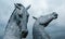 The Kelpies - a sculpture of a pair of giant metallic silver horse heads in Falkirk, Scotland