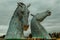 The Kelpies - a sculpture of a pair of giant metallic silver horse heads in Falkirk, Scotland