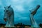 The Kelpies - a sculpture of a pair of giant metallic silver horse heads in Falkirk, Scotland