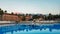 Kemer, Antalya, Turkey - July 08, 2021: Alva Donna World Palace, morning scene with beautiful pool and hotel