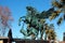 Kemer, Turkey - February 4, 2022: Equestrian statue of Bellerophon, the Corinthian hero of Greek mythology, on winged horse