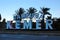 Kemer, Turkey - February 4, 2022: Welcome roadsign at Camyuva, a little resort village in Kemer municipality, Antalya region